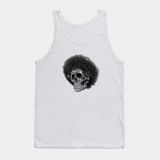 Cute skull with afro hair wearing glasses drawing with scribble art Tank Top